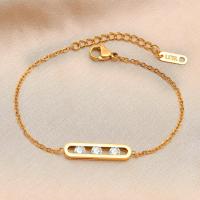 Pulsera de Cadena O de Piedra CZ Brillante Pulsera Femenina de Acero Inoxidable Dorado PVD - details 6