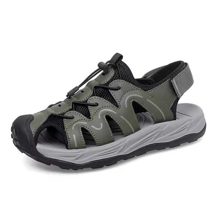 Sandalias informales de piel de vaca de gran tamaño, zapatos de playa de verano para hombres, sandalias deportivas al aire libre, sandalias de montañismo, zapatos creek - 1