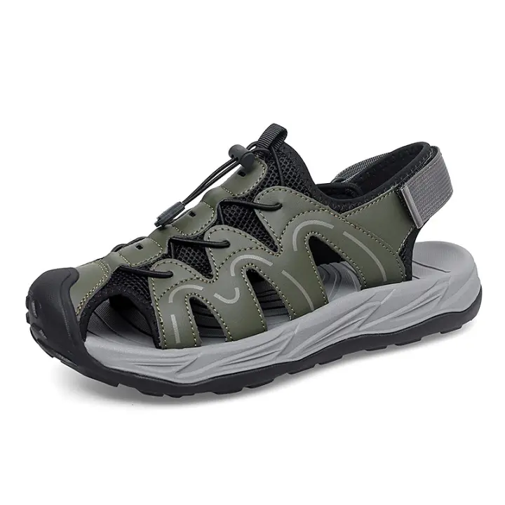 Sandalias informales de piel de vaca de gran tamaño, zapatos de playa de verano para hombres, sandalias deportivas al aire libre, sandalias de montañismo, zapatos creek - 1