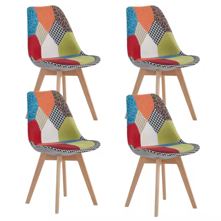EGOONM-Sillas de comedor modernas con patas de madera maciza, muebles para el hogar, sillas de Bar, ocio, oficina, Patchwork, 4 piezas por juego - 1