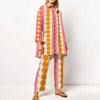Conjunto de 2 piezas con estampado de Pamas para mujer, ropa de dormir holgada, pantalones de manga larga, ropa de calle, traje elegante, Vintage, otoño - details 1