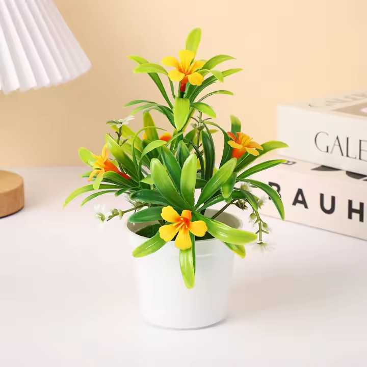Plantas artificiales en maceta Multicolor Morning Glory, simulación Natural de plástico, accesorios para fotos en maceta, bonsái de imitación elegante - 1
