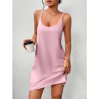 Camisón de Estilo Primavera-Verano para Mujeres en Casa Doble Uso de Seda y Lácteo Bolsillos - details 9