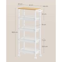 Carro de 4 Niveles, Carro Estrecho de Cocina con Ruedas, con Asa, para Espacio Reducido, 22 x 45,4 x 77 cm, para Cocina, Baño, Salón, Estudio, Marrón Rústico y Negro - details 37