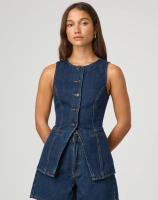 2025 Primavera/Verano Nueva moda Sin mangas Cintura alta, Conjunto de pantalones cortos de vaquero sueltos - details 4