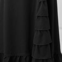 Falda larga de cintura alta para mujer, falda de medio cuerpo, dobladillo con volantes irregulares, elegante, Vintage, color sólido - details 9