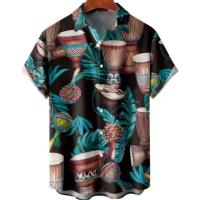 Camisa hawaiana con estampado de hojas para hombre, cárdigan vintage, floral, retro, social, hawaiana, Haruku, moda coreana, - details 16