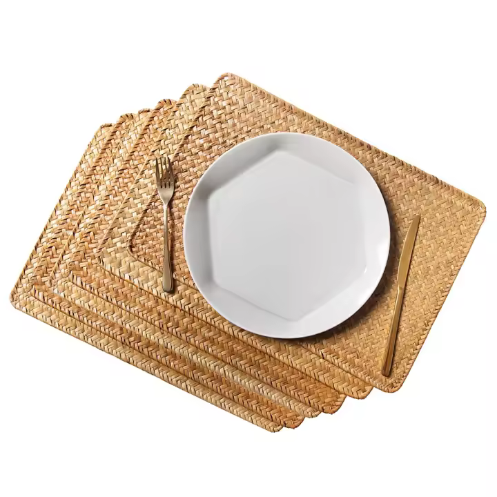 Juego de manteles individuales tejidos para cocina, tapete resistente al calor de algas marinas naturales, tapetes de mesa de cocina, Decoración de mesa de comedor, 6 uds. - 1