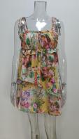 2025 primavera nueva ropa de mujer europea y americana impresa floral francesa sin espalda vestido dividido con tirantes delgados - details 13