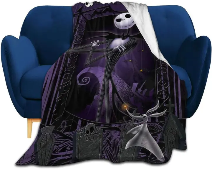 Manta de franela para sofá, mantas suaves y ligeras, cálidas, tamaño doble, gruesas, pesadilla antes de Navidad, Jack - 1