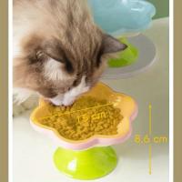 Bol de Gato de Cerámica Elevado con Diseño de Flor Plato de Alimentos para Mascotas con Soporte para Protección Cervical - details 5