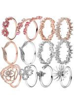 Caliente 100% libélula Margarita hoja Rosa moda circón ajuste Pandora anillo femenino encanto joyería regalo - details 1