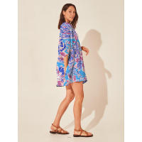 Vestido corto de vacaciones de playa de rayón informal suelto con lazo floral para mujer de moda de verano - details 171