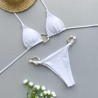 Nuevo Bikini Sexy de Color sólido con cordones dividido traje de baño de dos piezas para mujer - details 3