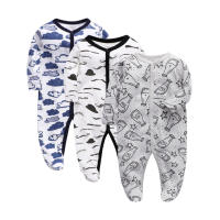 Peleles de algodón para bebés y niños, ropa de una pieza de manga larga con estampado bonito, ropa de primavera, 3 unidades por lote - details 3