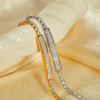 Pulsera delicada de acero inoxidable estilo INS para mujer – Joyería minimalista de acero de titanio con circonita brillante - details 5