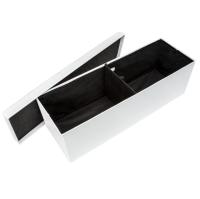 Taburete Plegable con Caja de Almacenamiento 110x38x38cm Taburete de Tipo PUF con Asiento de Cuero Sintético y Madera - details 5