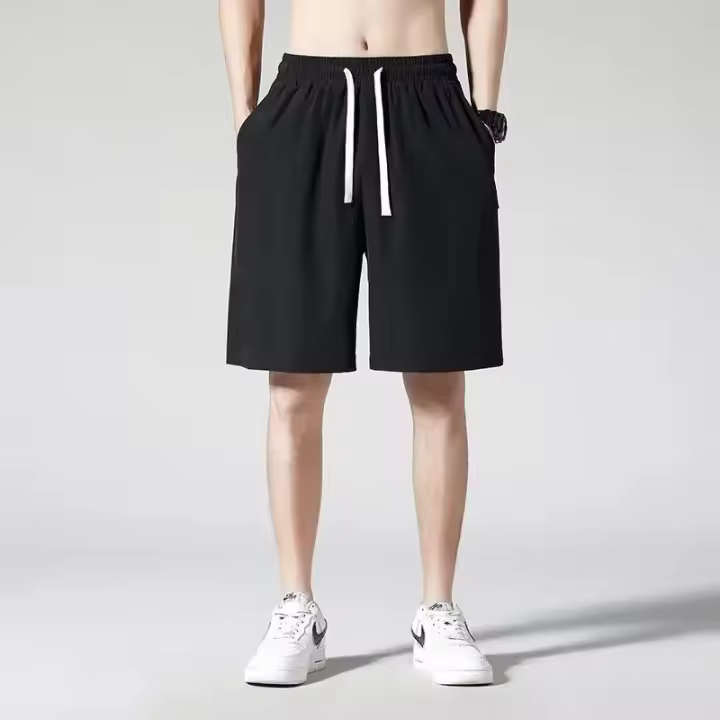 Pantalones cortos informales holgados de verano para hombre, ropa interior de entrenamiento de secado rápido, ligera, deportiva, de seda helada, a media cintura - 1