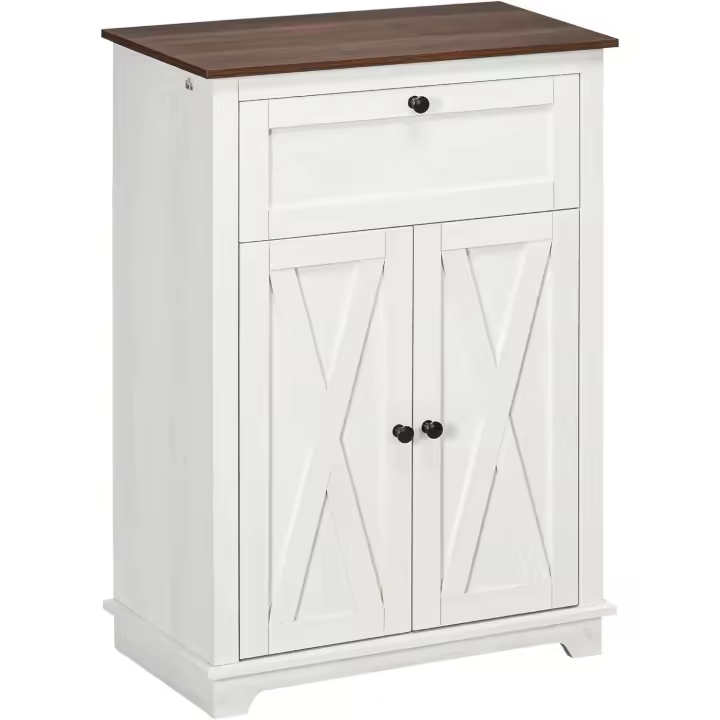 Armario de Almacenamiento con Puertas Dobles Cajón y Estante Ajustable para Cocina Dormitorio - 1