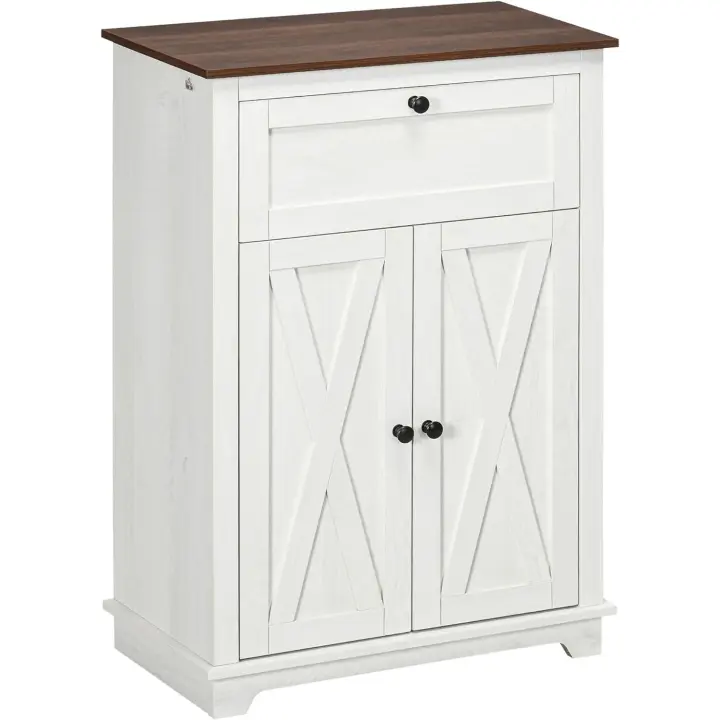 Armario de Almacenamiento con Puertas Dobles Cajón y Estante Ajustable para Cocina Dormitorio - 1