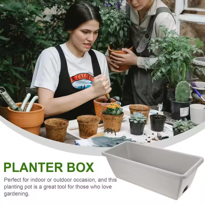 Marco de ventana para el hogar, accesorios para balcón, contenedor para plantas, ETA rectangular de jardín de resina, 4 juegos - 1