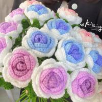 Ramo de Flores Falsas de Crochet Hecho a Mano Rosa Tulipanes Dáisí Decoración de Hogar Luz y Fuerza - details 7