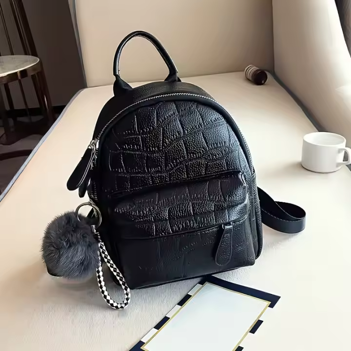 Mini Mochila De Cuero PU negro Vintage para mujer, mochila de viaje pequeña clásica, a la moda - 1