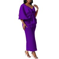 BUNO- vestido de verano de manga corta con lazo de talla grande para discoteca, vestidos grandes lisos para mujer, vestido ajustado de fiesta con curvas - details 2