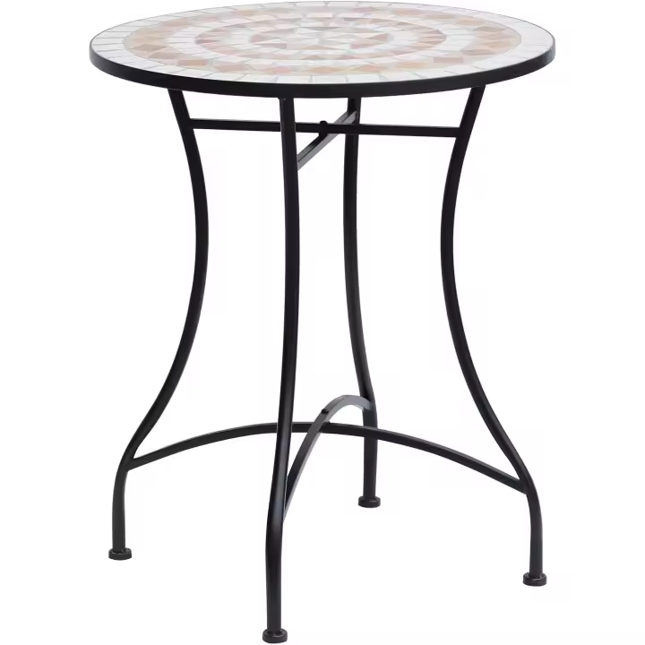 Mesa de Jardín Mesa Mosaico Cerámica y Redonda Mesita de Café para Terraza Balcón Φ60x71cm - 1