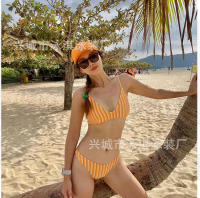 Traje de baño de tres piezas del vestido del bikini del lazo de tres puntos de la muchacha caliente atractiva rayada para las mujeres - details 7