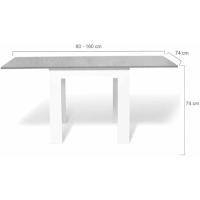 Mesa de comedor extensible rectangular para 6-8 personas, bandeja efecto hormigón, 80-160 cm - details 4