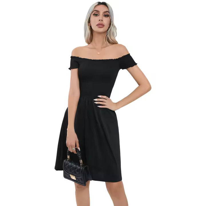 Vestido sin tirantes con cuello único de verano 2025, falda con base oscilante grande, ropa de mujer - 1