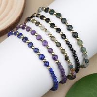 Una elegante pulsera de pastel redonda con corte de piedra natural de 4 mm y tamaño ajustable, adecuada para regalos diarios a juego, joyería para niñas - details 0