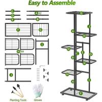 Estante de Almacenamiento para Plantas Metal Negro, Herramientas de Jardín y Guantes, 141 cm, Para Interior y Exterior, Escaleras para Plantas, para Balcón - details 48
