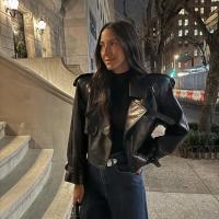 Chaqueta de Cuero Casual para Mujer Manga Larga, Pecho Ancho, Cinturón, Moda Otoño 2024 - details 19