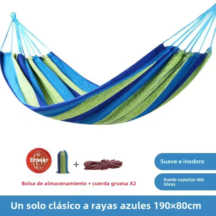 Hamaca Camping Individual 2025 - Nylon 600D Ultraresistente para Jardín/Exterior/Viajes |   Soporte 200kg, Plegable en 5s (Incluye Mosquetones y Bolsa Impermeable) - 1