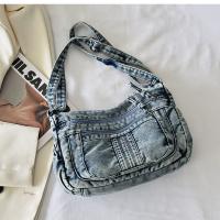 Bolso cruzado Retro vaquero de tela vaquera con cremallera de alta capacidad para mujer, bolso para axila, bolso de lona con correa ajustable, ropa informal - details 4