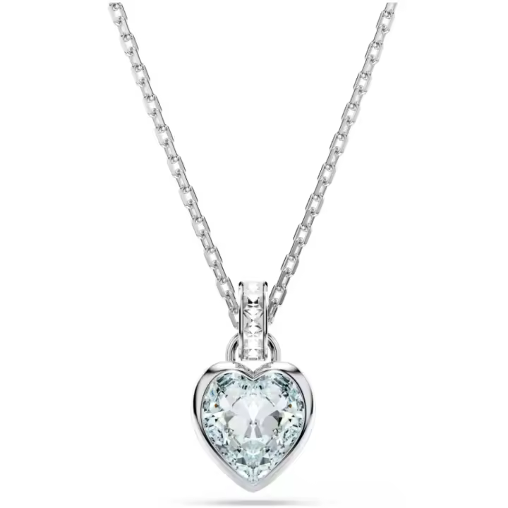 Collar con colgante de corazón de piedra azul de plata 925, collar con dije de cristal de amor, regalo de joyería para mujer - 1