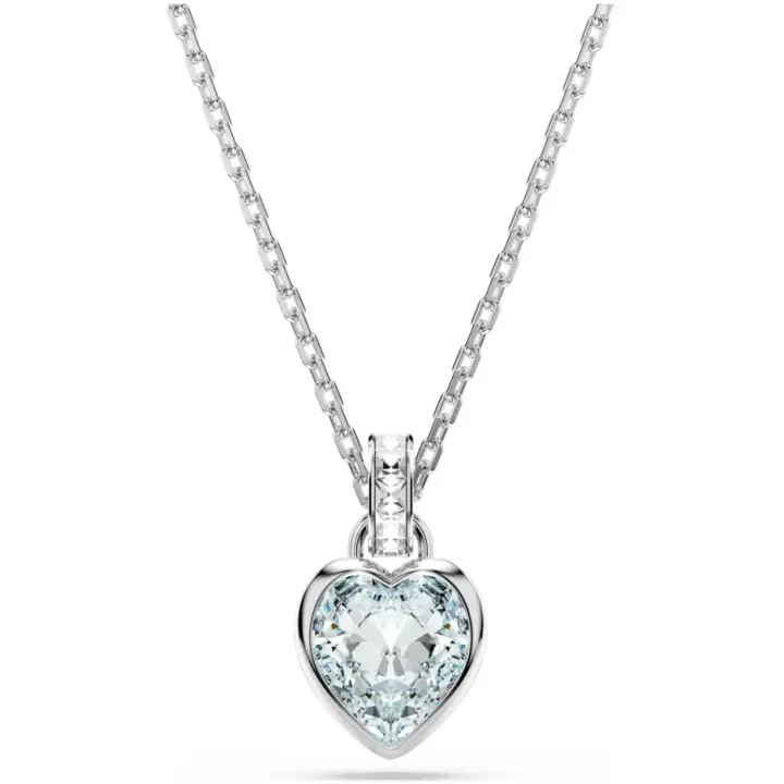 Collar con colgante de corazón de piedra azul de plata 925, collar con dije de cristal de amor, regalo de joyería para mujer - 1