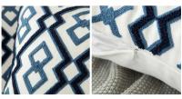 Funda de almohada bordada de algodón azul, cojín de decoración del hogar, bordado geométrico, hilo de ganchillo, sofá, cojín trasero - details 5