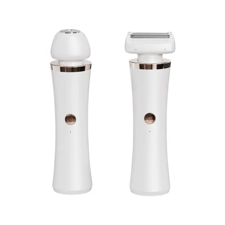 Removedor de vello facial para mujeres - Dispositivo de afeitadora eléctrica indolora para depilación facial 2 en 1 - Recortador facial impermeable y depiladora corporal - Maquinilla de afeitar recargable con 2 cabezales para labios, brazos, piernas, - 1