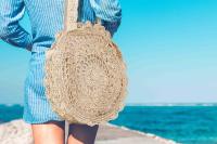 Bolso Redondo de la Paja Para Mujeres, Flores Grandes Durchb Raya Webart, Bandolera de Playa Ratán Para Estilo bohemio - details 5