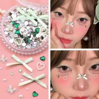 Parche de Maquillaje Facial de Mariposa de Flores Adhesivo de Secuencia de Perlas de Diamante DIY para Uso en Belleza de Nails y Ojos - details 9