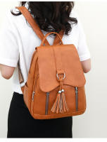 Mochila de piel sintética para mujer, con borla Bolso pequeño, informal, vintage, rosa, azul y negro - details 16