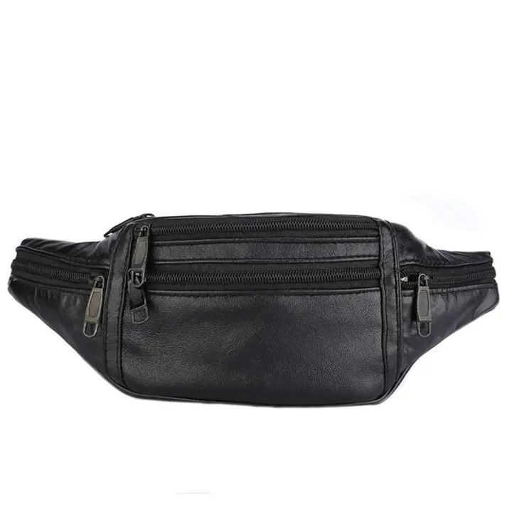Riñonera de cuero impermeable para deportes al aire libre, cinturón de dinero, bolsa de pecho para correr - 1