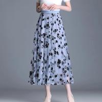 Falda de tul coreana para mujer, Falda Midi holgada con gancho Floral, elegante e informal, combina con todo, novedad de verano - details 6