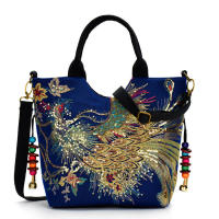 Canavas - Bolsos de hombro para mujer, bolsos estilo bohemio, con lentejuelas brillantes, borde Phoenix - details 5