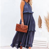 Vestido largo con borde de hoja de loto para mujer, falda de playa con vuelo grande y corriente, novedad de verano 2024 - details 16