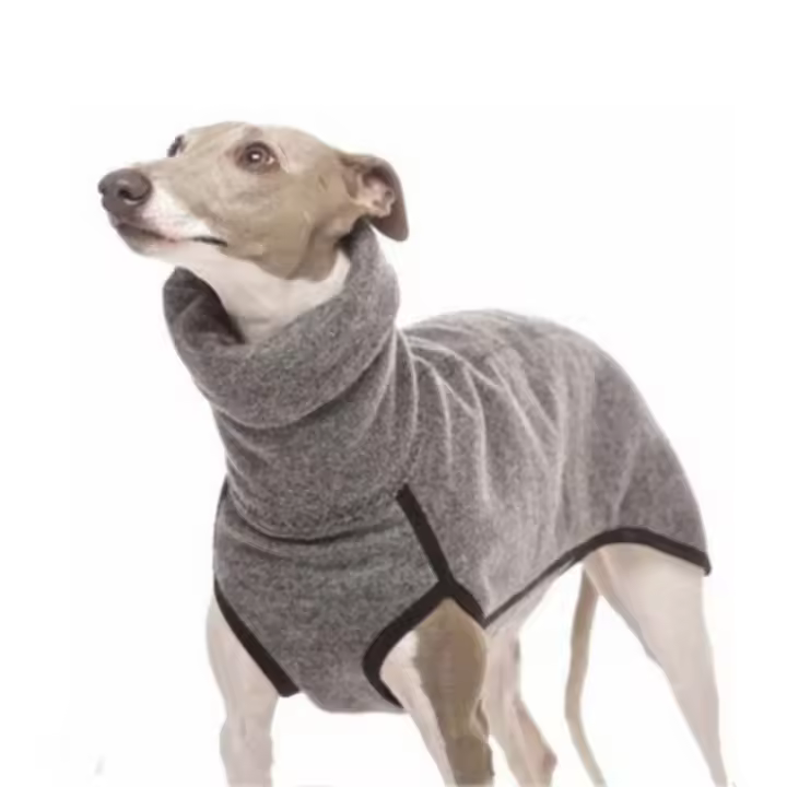 Camisa de Terciopelo para Mascotas Cuello Alto, Tela Elástica, Color Sólido, Calidez para Invierno - 1
