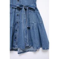 Moda Verano Primavera para Mujer OUWU Vestido Vaquero con Botón de Acolchado y Borde con Volantes - details 6